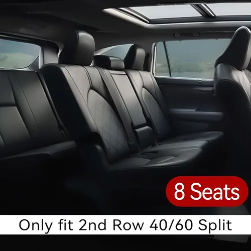 Miniatura 2 de EKR Highlander Fundas de asiento para SUV, Toyota Highlander 2020 2021 2022 2023 2024 2025 2026, 2ª fila 40/60 dividida, fundas de asiento de Negro