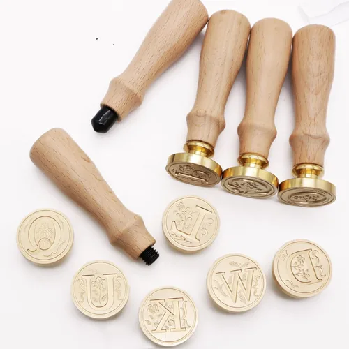 Miniatura 3 de Sellos de cera del alfabeto, sellos grabados, sellos de cera, cabezas de sello de latón, asas de madera desmontables, sobres adecuados, invitaciones