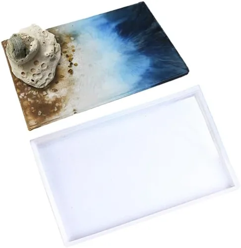 Miniatura 8 de Moldes grandes de resina de silicona, 3 moldes de resina de geoda de ágata, incluye 2 moldes cuadrados para posavasos cuadrados, molde rectangular