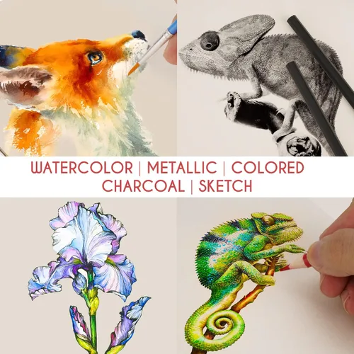 Miniatura 6 de Zenacolor Paquete de 74 kits de dibujo con lápices de dibujo, juego de dibujo para bocetos, suministros de arte de bocetos profesionales
