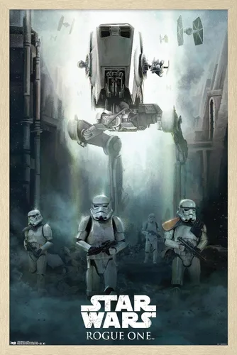 Miniatura 7 de Trends International Star Wars: Rogue One - Póster de pared de asedio, 14.725 x 22.375 pulgadas, versión enmarcada de madera de granero