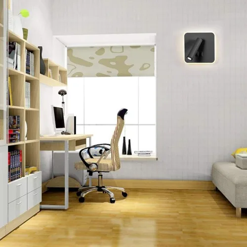 Miniatura 7 de Kawell Apliques de pared LED modernos 2 en 1 de 8 W con interruptor, foco de pared de lectura ajustable de 3 W, cableado interior para dormitorio