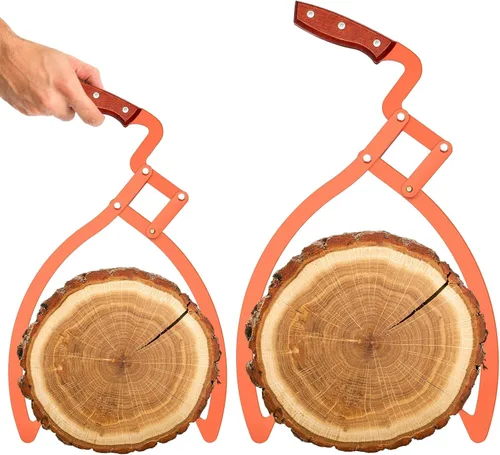 Miniatura 10 de Blulu 1 Pcs 16 Inch 2 Claw Log Tongs Logging Skidding Tongs with Non Slip Grip Stainless Steel Hand Log Grapple Lifter Handling, Dragging, Carrying