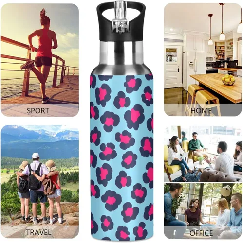Miniatura 5 de BPA-Free Sport Water Bottle 20 Oz, Insulated Stainless Steel Water Bottle with Straw for Gym Outdoor Travel School, Bold Pink Blue