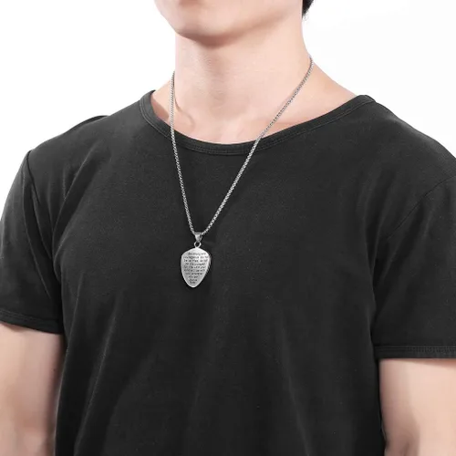 Miniatura 9 de FaithHeart Josué 19 Escudo de Fe Efesios 616-17Efesios 610Isaías 5417 collar con colgante de acero inoxidable con amuleto cruzado para hombres