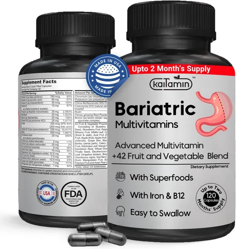 Multivitamínico bariátrico con hierro – Post cirugía bariátrica – Bypass gástrico y soporte de manga gástrica – para mujeres y hombres – fácil de