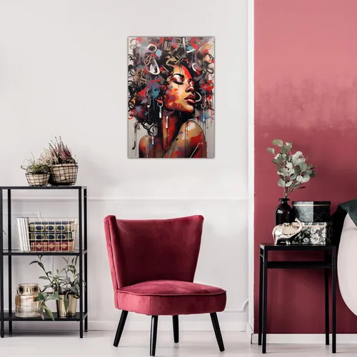 Miniatura 244 de Arte de pared afroamericano, decoración de rey y reina bailarín negro para sala de estar, arte de pareja de amor negro para dormitorio, lienzo