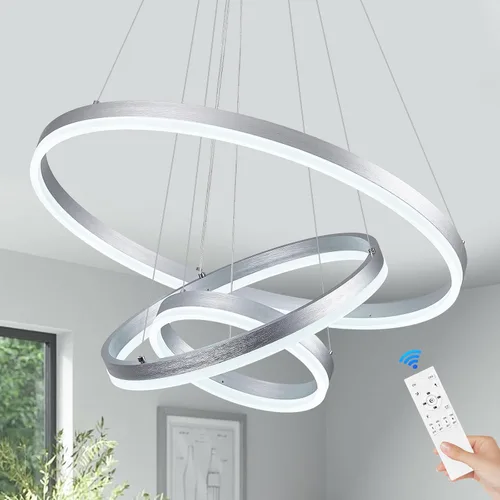 Miniatura 18 de Benkut Lámpara colgante LED moderna D24 pulgadas, color negro dorado, lámpara LED circular regulable, 1 anillo con control remoto, luz colgante