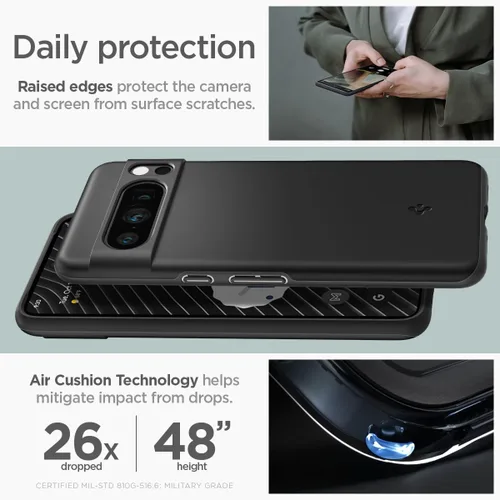 Miniatura 4 de Spigen Funda fina diseñada para Pixel 8 Pro (2023) [protección de grado militar] - Negro