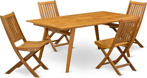 Miniatura 17 de East West Furniture DEDK9CWNA - Juego de comedor de 9 piezas para patio al aire libre, incluye una mesa rectangular de madera de acacia y 8 sillas