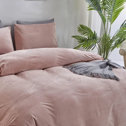 Miniatura 3 de Wellboo Juego de edredón de terciopelo rosa, tamaño King, para mujeres y niñas, edredones de ropa de cama de color rosa rubor lindo rosa polvoriento