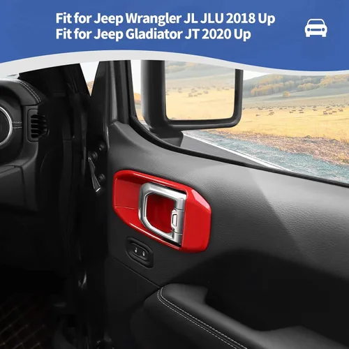 Miniatura 4 de RT-TCZ para Wrangler JL Tapa de Manija Interior de Puerta Cubierta de Cuenco para Jeep Wrangler JL JLU Gladiator JT 2018 en Adelante Accesorios