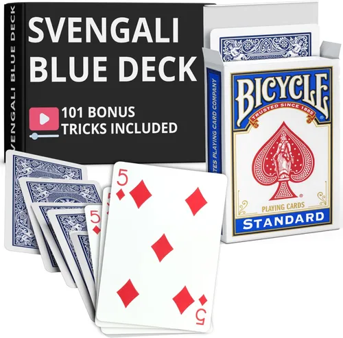 Miniatura 38 de Ted's Sterling Magic Precision Blue Rider Back Bicicleta Svengali Deck con instrucciones para más de 100 trucos (2 de clubes)