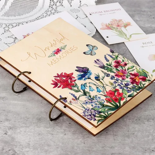 Miniatura 4 de Giiffu - Libro organizador de tarjetas de felicitación, carpeta de madera para tarjetas de felicitación Álbum de recuerdo de tarjeta de cumpleaños