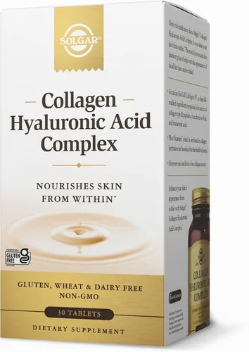 Solgar Complejo de colágeno ácido hialurónico - 30 tabletas - Con colágeno hidrolizado tipo 2 y condroitina - Sin OMG, sin gluten y lácteos - 30