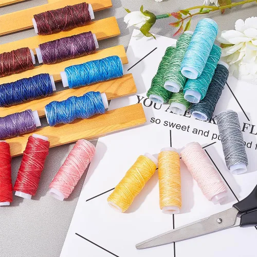 Miniatura 6 de PH PandaHall 472 yardas, 36 colores, hilo encerado para coser, cuerdas de cera de 0.024 in, hilo de poliéster de costura, cuerdas de cera de joyería