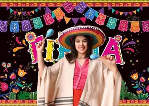 Miniatura 3 de CHAIYA Fondo temático de fiesta mexicana de 7 x 5 pies para fiesta mexicana, fiesta de cumpleaños, cinco de mayo, telón de fondo de carnaval