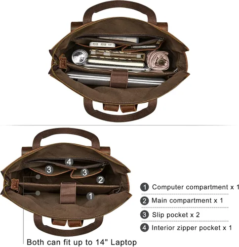 Miniatura 8 de S-ZONE Mochila de piel auténtica para mujer, con estilo retro, estilo vintage