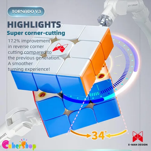 Miniatura 5 de CuberShop QY X Man Tornado V3 M UV Coated (Pioneer con MagLev), nuevo cubo magnético de velocidad 3x3, QY Tornado V3 Pioneer UV, 3x3x3 Cubo