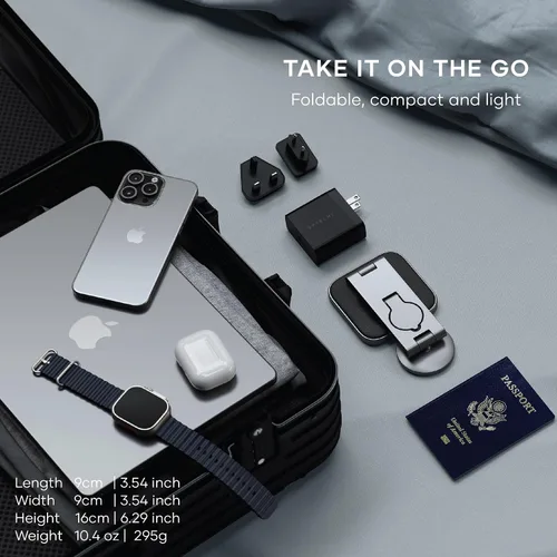 Miniatura 5 de Satechi Cargador inalámbrico 2 en 1, soporte de carga inalámbrica dual Qi2 de 15W, magnético, estación de carga de viaje plegable para iPhone