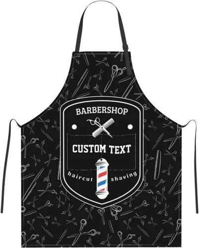 Miniatura 20 de Delantal de barbería personalizado para hombres y mujeres, delantal de peluquería con texto personalizado con bolsillos, delantal ajustable