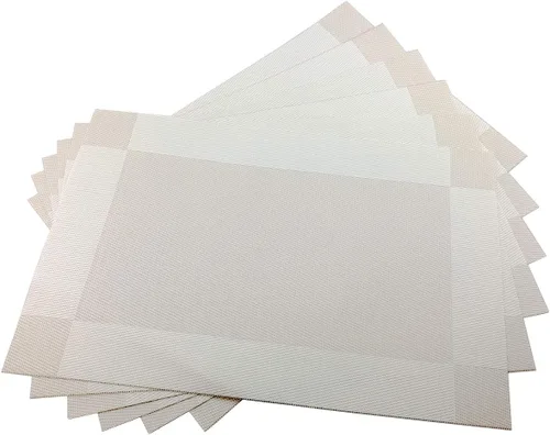 Miniatura 4 de Juego de 6 manteles individuales de vinilo beige resistentes al calor, antideslizantes, lavables, color beige
