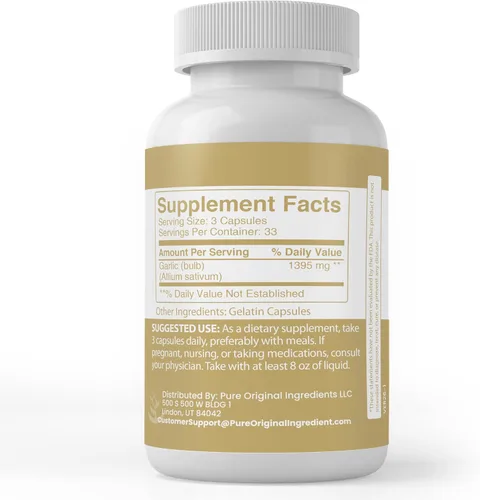 Miniatura 2 de Pure Original Ingredients Cápsulas de ajo, (100 cápsulas) siempre puras, sin aditivos ni rellenos, verificado por laboratorio