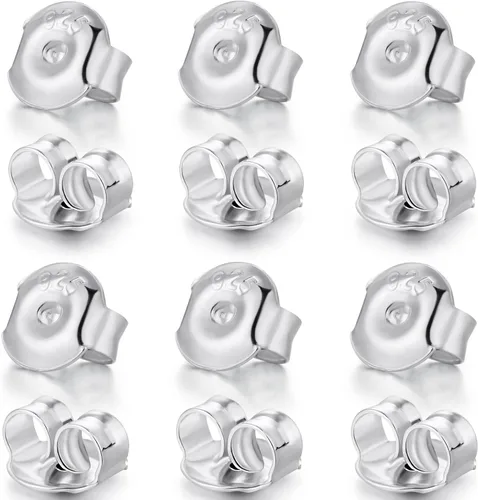 Miniatura 12 de 12 piezas de repuesto para aretes de plata de ley 925, hipoalergénicos, seguros y con cierre de oreja para tachuelas, color dorado