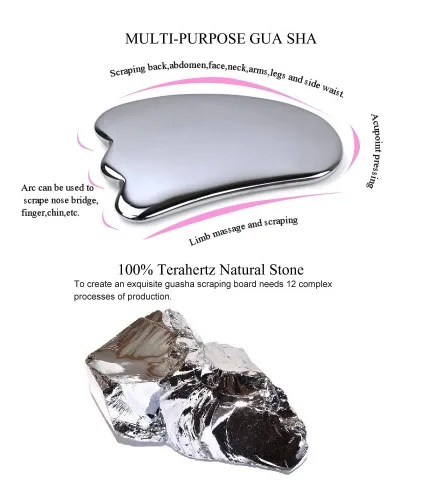 Miniatura 2 de Auténtico Terahertz Piedra Gua Sha Herramientas de raspado Linfático Drenaje Masajeador Facial Energía Belleza Herramientas