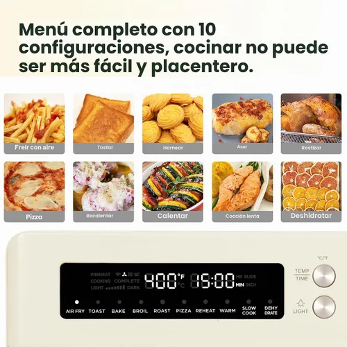 Miniatura 2 de VAL CUCINA Horno tostador freidora de aire con calentamiento infrarrojo estilo retro, horno de convección de encimera extra grande combo 10 en 1