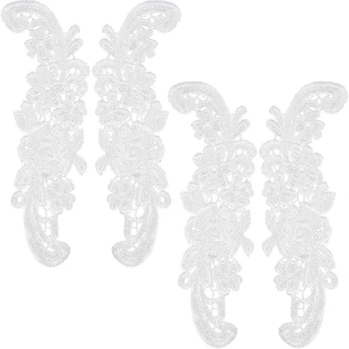 Miniatura 13 de GORGECRAFT 2 pares de parches de flores negras para ropa, apliques bordados, ramo de rosas bohemias, parches para coser, vestidos de novia, cuello