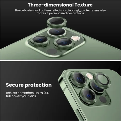 Miniatura 6 de Tensea Protector de lente de cámara para iPhone 13 Pro, iPhone 13 Pro Max, protector de pantalla de vidrio templado 9H, anillo individual de metal