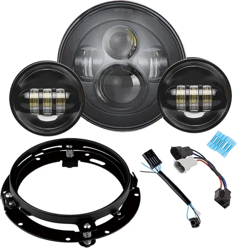 SUNPIE Faro delantero para motocicleta de 7 pulgadas, color negro, compatible con H_arley Road King, compatible con Road/Electra/Street Glide con