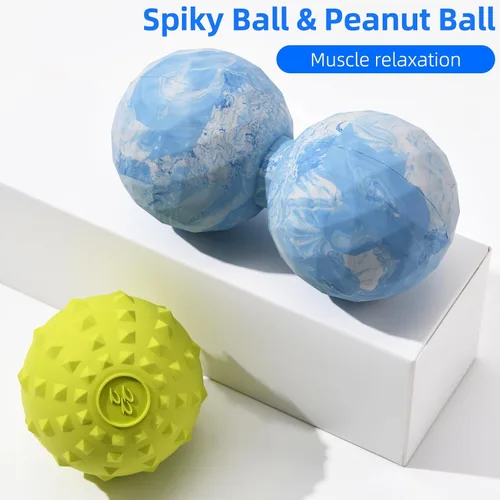 Miniatura 6 de Juego de bolas de masaje Peanut & Spiky, rodillo de maní de lacrosse doble + bola firme con puntas para liberación miofascial de tejido profundo