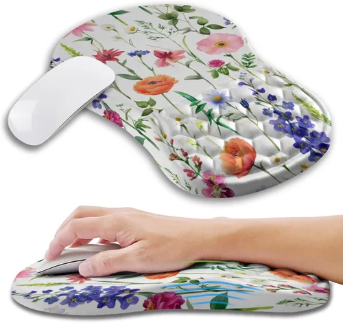 Miniatura 25 de Alfombrilla ergonómica para mouse con soporte de muñeca con espuma viscoelástica, almohadilla de masaje para aliviar el dolor del túnel carpiano