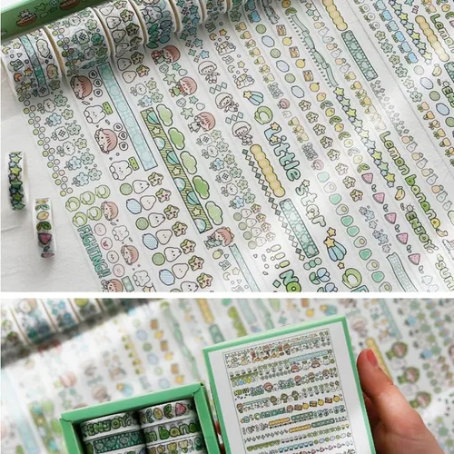 Miniatura 3 de 12 rollos de cinta kawaii de arte washi, suministros de oficina para la escuela, estética, juego de cinta adhesiva decorativa de dibujos animados