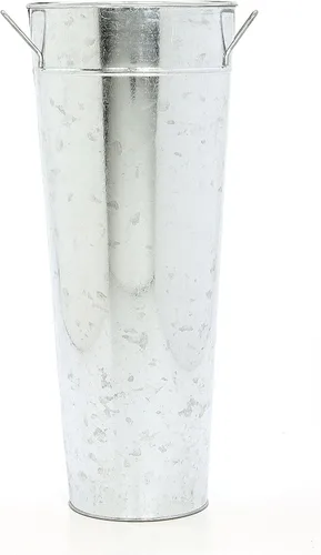 Miniatura 5 de Hosley Jarrón Balde Francés Galvanizado con Asas de 6" de Diámetro x 15" de Alto - Perfecto para Bodas, Fiestas, Picnics Campestres, Arreglos Plata
