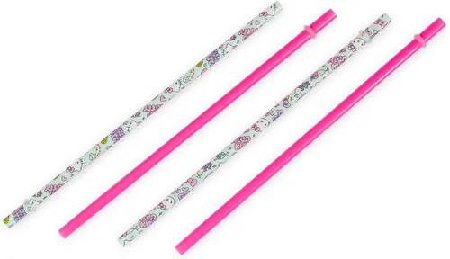 Silver Buffalo Sanrio's Hello Kitty Kawaii Treats - Juego de 4 pajitas de plástico reutilizables, 10 x 1.5 x 25 pulgadas, rosa