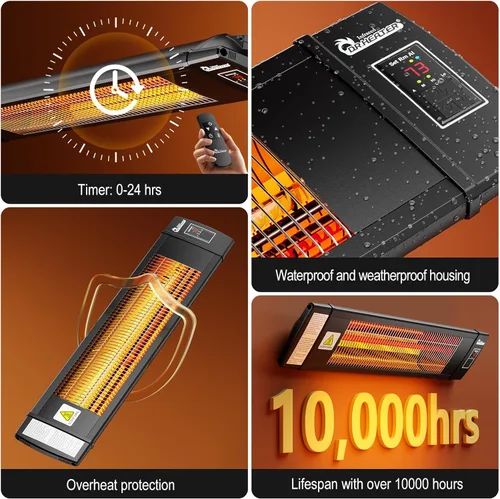 Miniatura 6 de DR. INFRARED HEATER Calentador infrarrojo portátil para interiores y exteriores para patio, garaje, comercial y residencial con control remoto