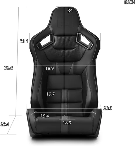 Miniatura 4 de Asientos de carreras universales de cuero de PVC reclinables negro derecho izquierdo [Serie VIPER]