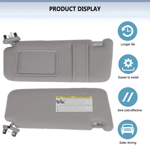 Miniatura 6 de ROADFAR Compatible con Toyota 2006-2011 para Camry Sedán, color gris, visera solar para el lado izquierdo del conductor, espejo parasol