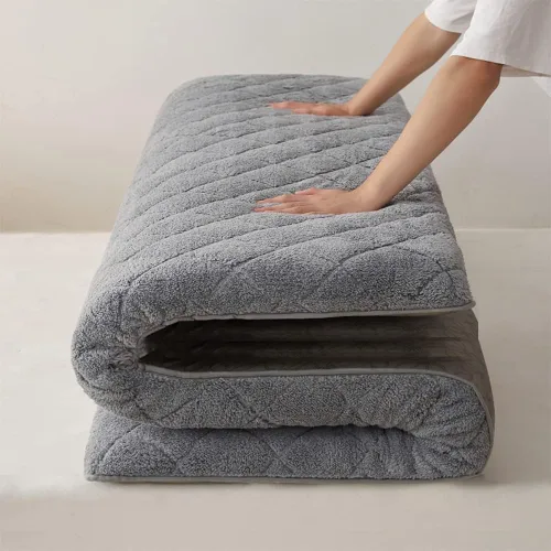 Miniatura 2 de Shikibuton - Cubrecolchón de futón de felpa antideslizante japonés, colchón plegable para campamento, tapete de tatami enrollable para dormitorio