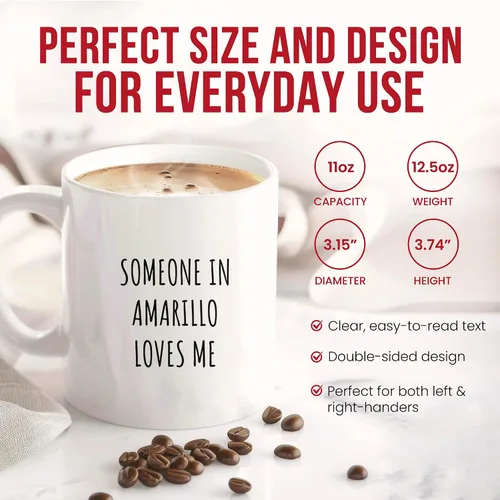 Miniatura 3 de Amarillo Loves Me Mug - Texas Panhandle Coffee Cup - Pride Funny Gift From - Lone Star Charm Tea Mugs - Route 66 Cups - 11 Oz Ceramic Gifts For