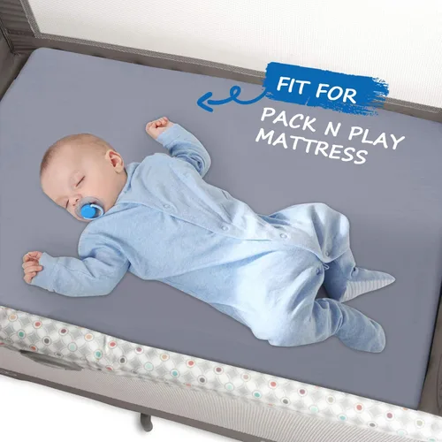 Miniatura 3 de Pack and Play Sheets - Juego de 2 sábanas portátiles para Graco Pack N Play, ajuste cómodo, transpirable, suave, sábana bajera ajustable, sábanas