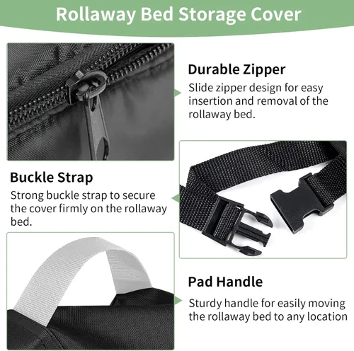 Miniatura 3 de Funda de cama enrollable resistente al agua, universal, plegable, con cremallera, protector a prueba de polvo, 39 pulgadas de largo x 15 pulgadas