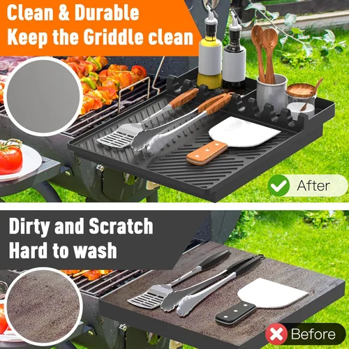 Miniatura 4 de Alfombrilla de parrilla de silicona compatible con Blackstone, herramientas de plancha de silicona con almohadilla para goteo, alfombrilla