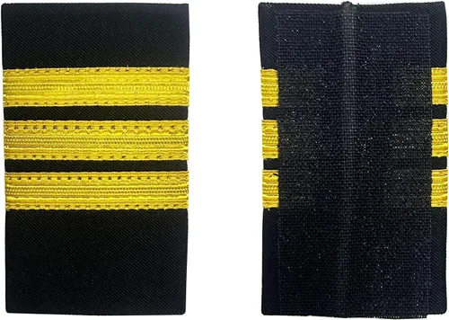 Miniatura 2 de 1 par de charreteras de piloto de aerolíneas profesionales tradicionales aviadores capitán uniforme con rayas doradas