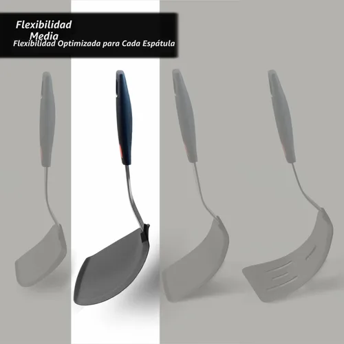 Miniatura 7 de Espátula volteadora de silicona para panqueques con mango alargado, espátulas de cocina resistentes al calor para utensilios de cocina Gris profundo