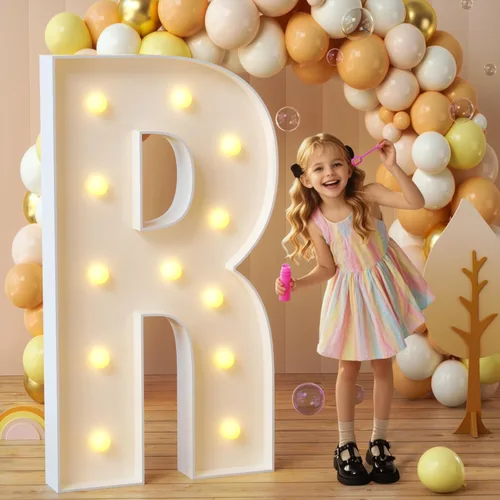 Miniatura 79 de imprsv Letras de marquesina iluminadas, letras de mosaico de 1.2 m con luz para decoración de baby shower, graduación, gran J para decoraciones
