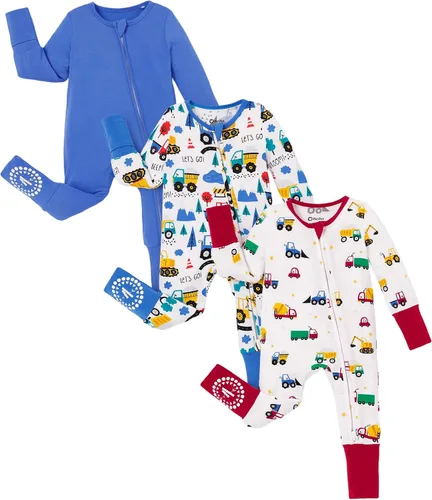 Miniatura 16 de PATPAT Baby Footies - Mameluco de viscosa de bambú para niños y niñas, con cremallera y suela antideslizante, ropa infantil con pies y sin pies